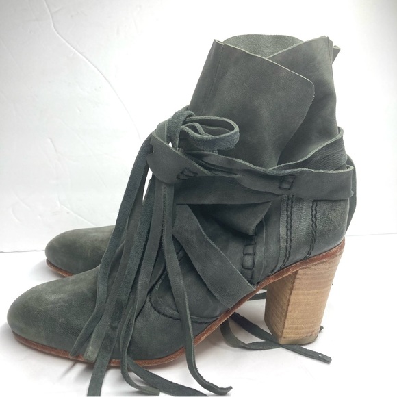 Free People Seven Wonders Leather Boots Washed Black 39 US 8.5/9 heeled - Picture 6 of 16